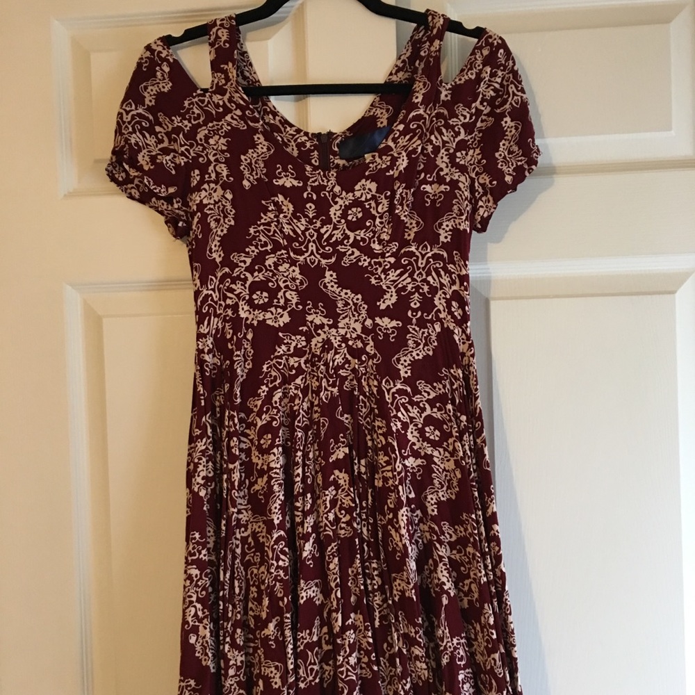 Cut-out shoulder flirty swing mini dress